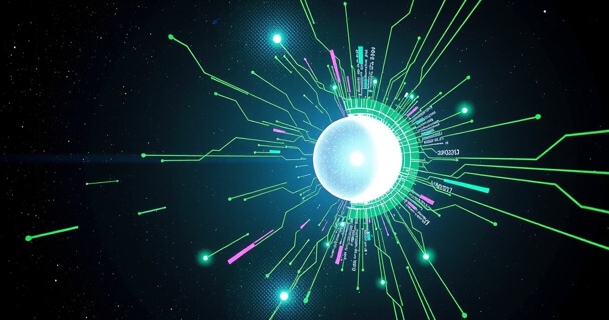 Futuristic digital void with glitching pixels and neon circuits