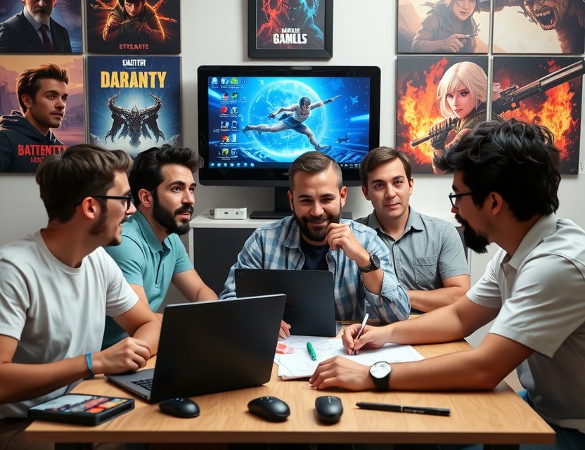 Team collaborating on game development